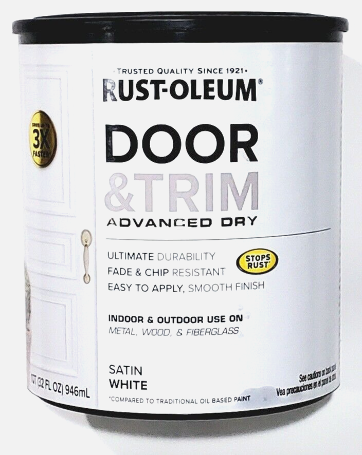 Rust-Oleum Stops Rust Satin White Tint Base Door Paint Exterior and Interior 1 Qt
