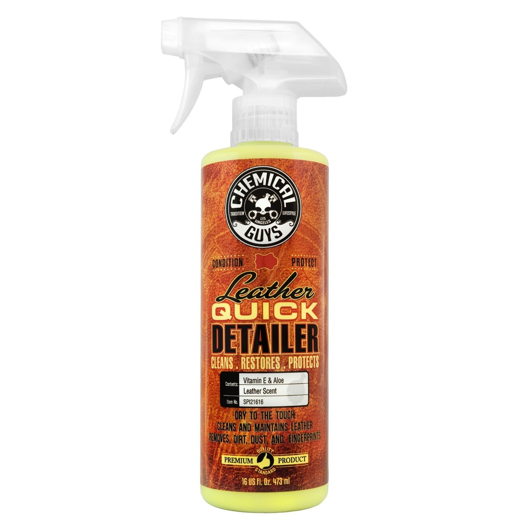 Chemical Guys Leather Quick Detailer Matte Finish Leather Care Spray: Unscented Car Leather Cleaner & Protectant 16 Fl Oz