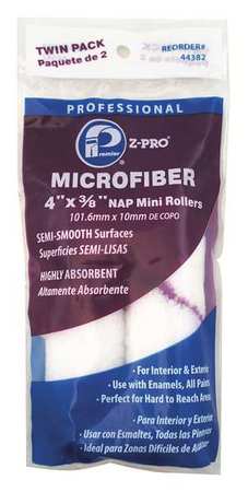 4" Mini Paint Roller Cover, 3/8" Nap, Microfiber, 2 PK