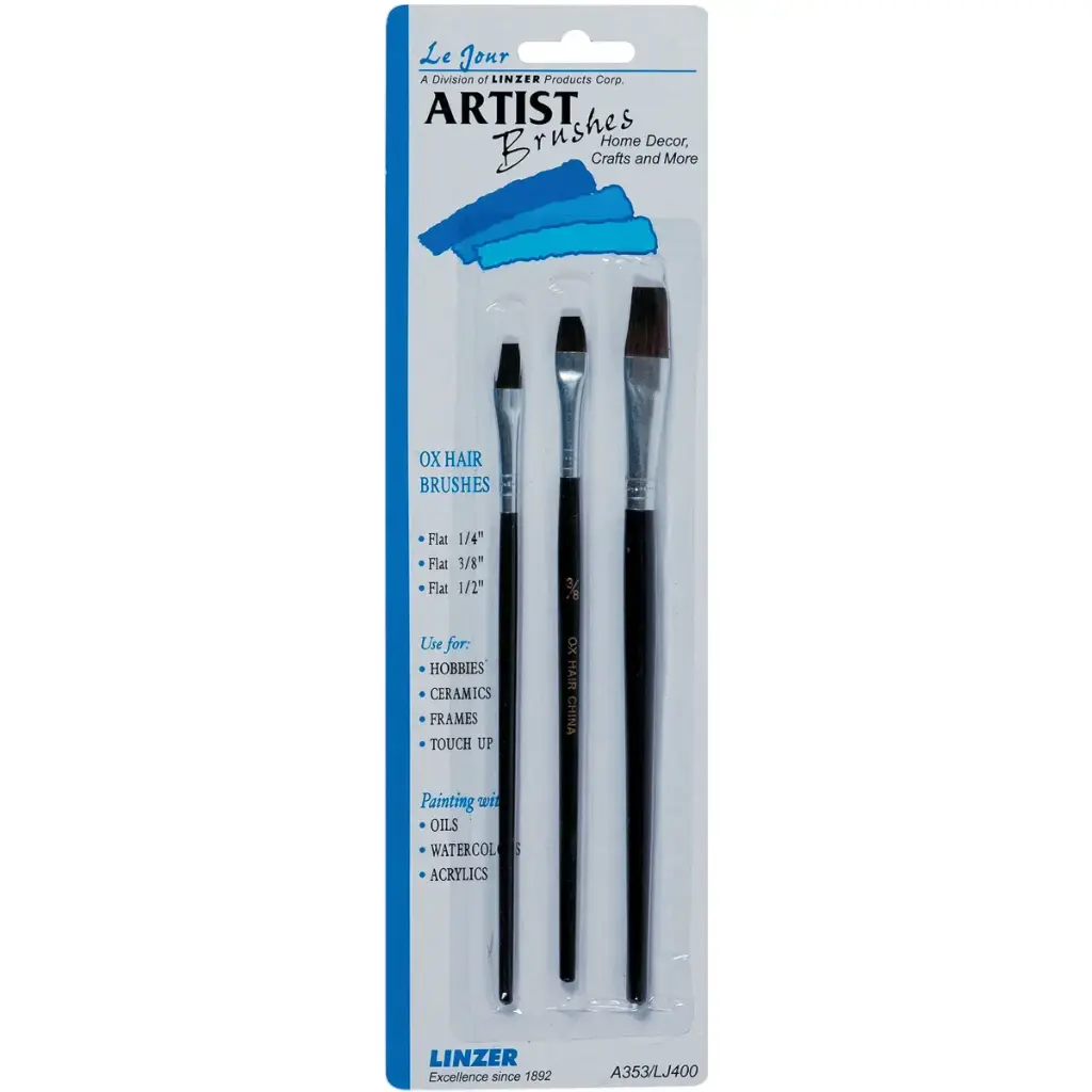 [11063] Linzer Assorted in. Flat Artist Paint Brush Set