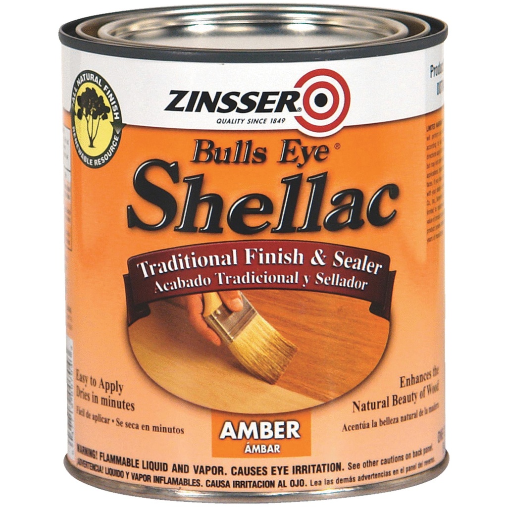 Zinsser Bulls Eye Amber Shellac-Based Shellac Finish and Sealer 1 Qt