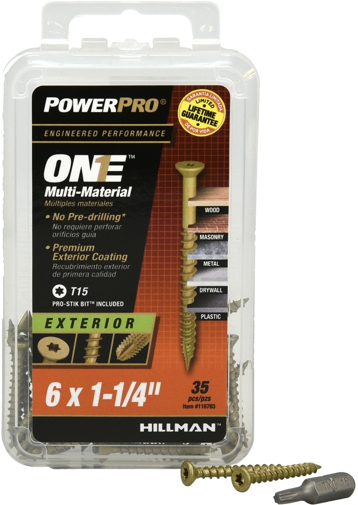 Hillman POWERPRO ONE No. 6 S X 1-1/4 in. L Star Flat Head Multi-Material Screw