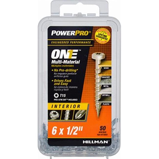 [116931] Power Pro ONE No. 6 S X 1/2 in. L Star Pan Head Multi-Material Screw