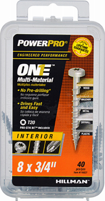 [116937] Hillman Power Pro No. 8 S X 3/4 in. L Star Pan Head Multi-Material Screw