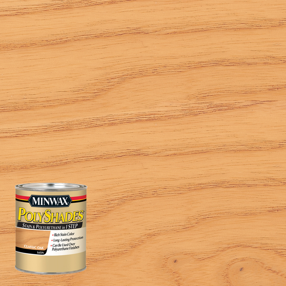 Minwax PolyShades Semi-Transparent Satin Classic Oak Oil-Based Stain/Polyurethane Finish 1/2 Pt