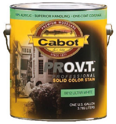 Cabot Solid 0812 Ultra White Water-Based Acrylic Solid Color Acrylic Deck Stain 1 Gal.