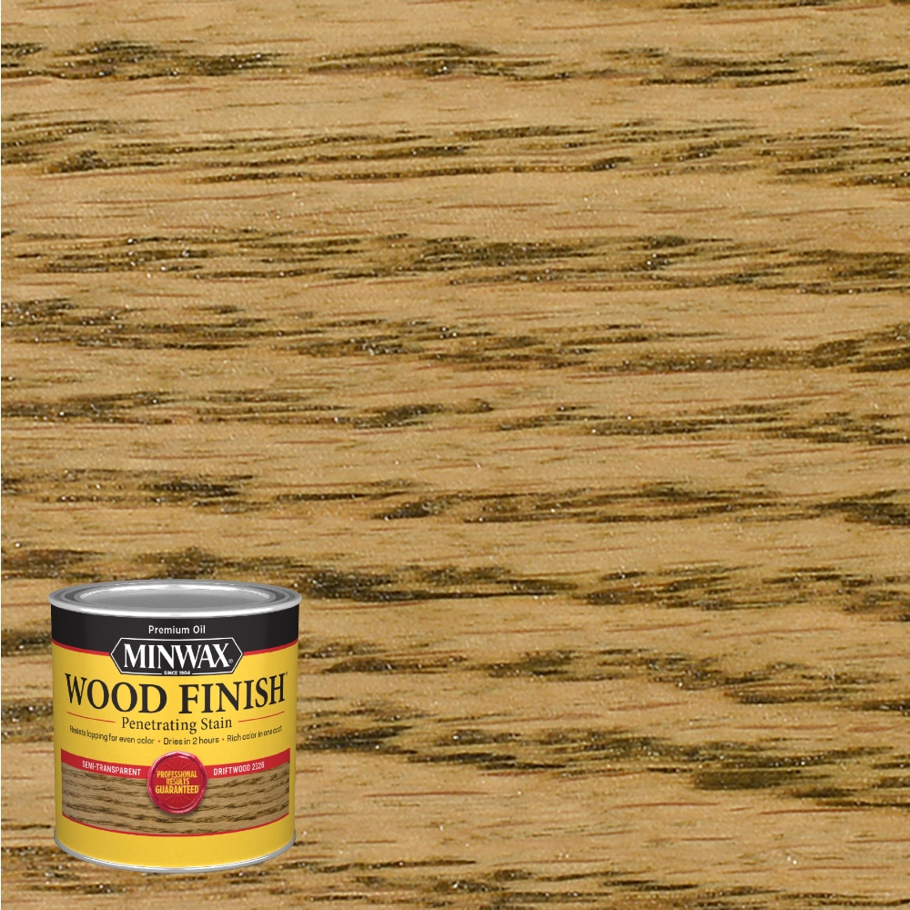 [12389] Minwax Wood Finish Semi-Transparent Driftwood Oil-Based Penetrating Wood Stain 1/2 Pt