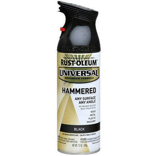 Rust-Oleum 11oz Universal Hammered Paint and Primer in One Black: Oil-Based Spray for Metal, Wood, Glass, 20 Sq Ft Coverage
