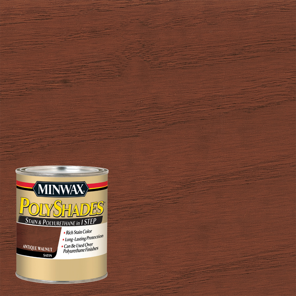 Minwax PolyShades Semi-Transparent Satin Antique Walnut Oil-Based Stain/Polyurethane Finish 1 Qt