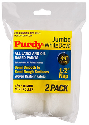 Purdy White Dove Woven Fabric 4.5 in. W X 1/2 in. Jumbo Mini Paint Roller Cover 2 Pk