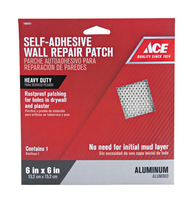 [1498401] Ace 6 in. L X 6 in. W Reinforced Aluminum Silver Self Adhesive Wall Repair Patch