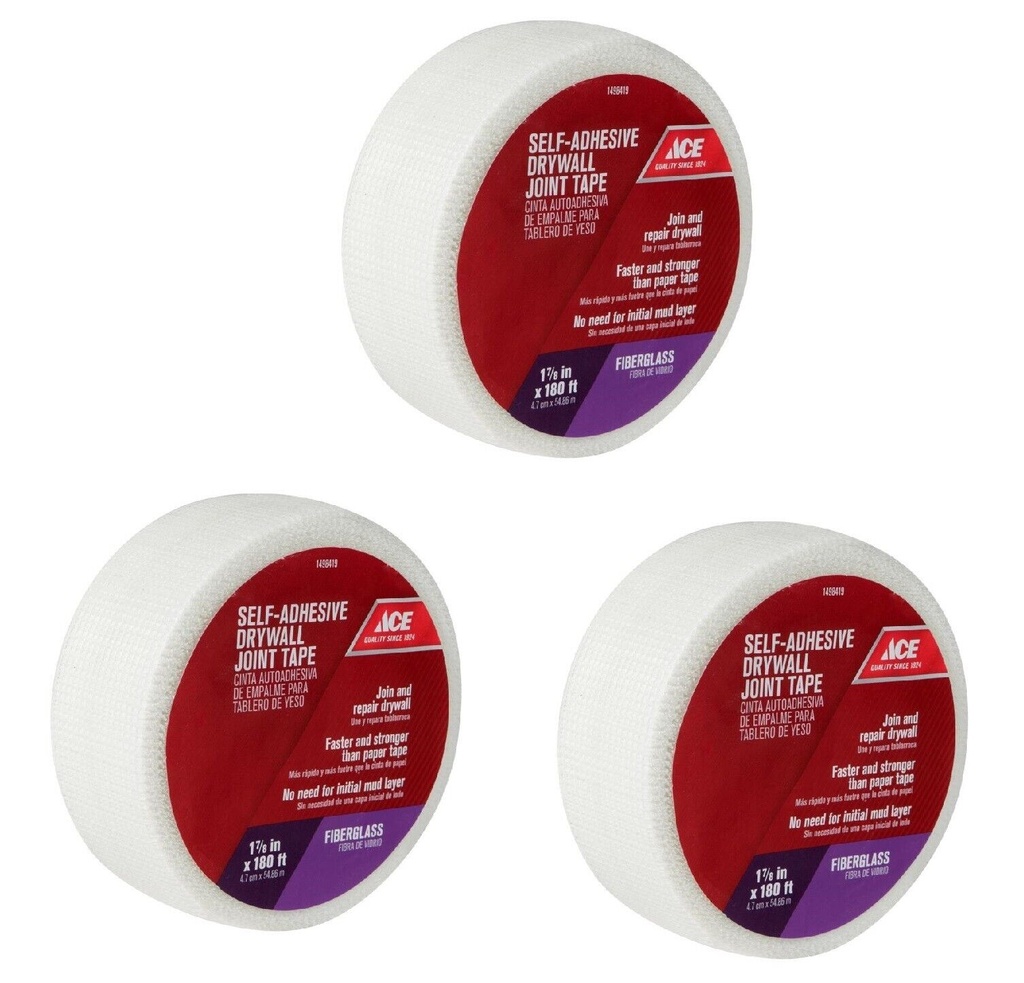(3) Ace Hardware 1 7/8" X 180' Self Adhesive Drywall Joint Tape ~ NEW