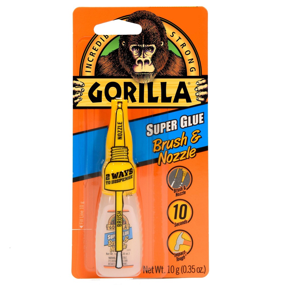 GORILLA GLUE 7500101 Construction Adhesive, Super Glue Brush & Nozzle Series,