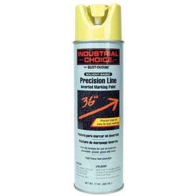Rust-Oleum Industrial Choice 17 Oz. Aerosol Can Solvent-Based Precision Line Marking Paint - Flat Hi-Vis Yellow (12/Carton) - 203025V