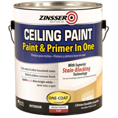 Zinsser Flat Bright White Water-Based Ceiling Paint and Primer in One Interior 1 Gal