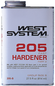 West System 205 Hardener Extra Strength Epoxy Clear Fast Hardener Curing Agent 27.5 Oz