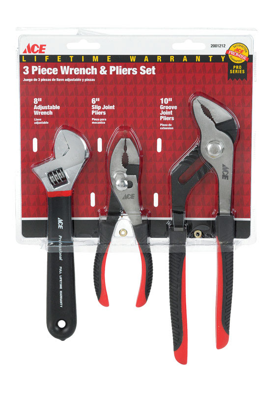 PLIER/WRENCH 3PC SET ACE