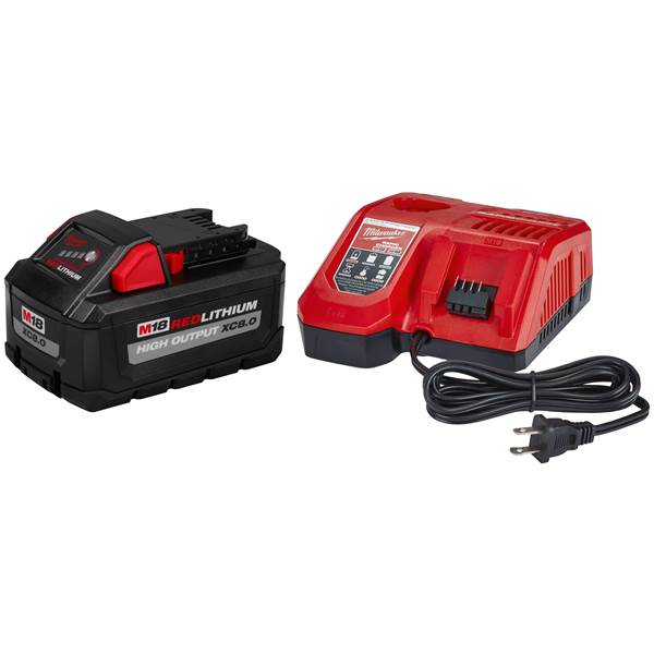 Milwaukee M18 RedLithium XC 8 Ah Lithium-Ion High Output Battery and Charger Starter Kit 2 Pc