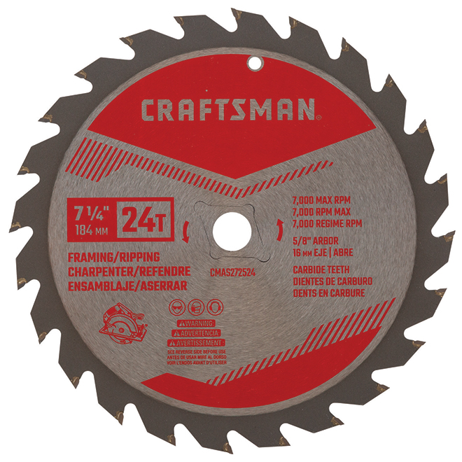 CRAFTSMAN 7-1/4 Inch 24T Framing/Ripping Saw Blade - CMAS272524
