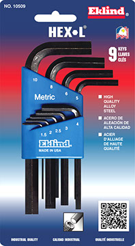 Eklind Hex-L Metric Short Arm Hex L-Key Set 9 Pc