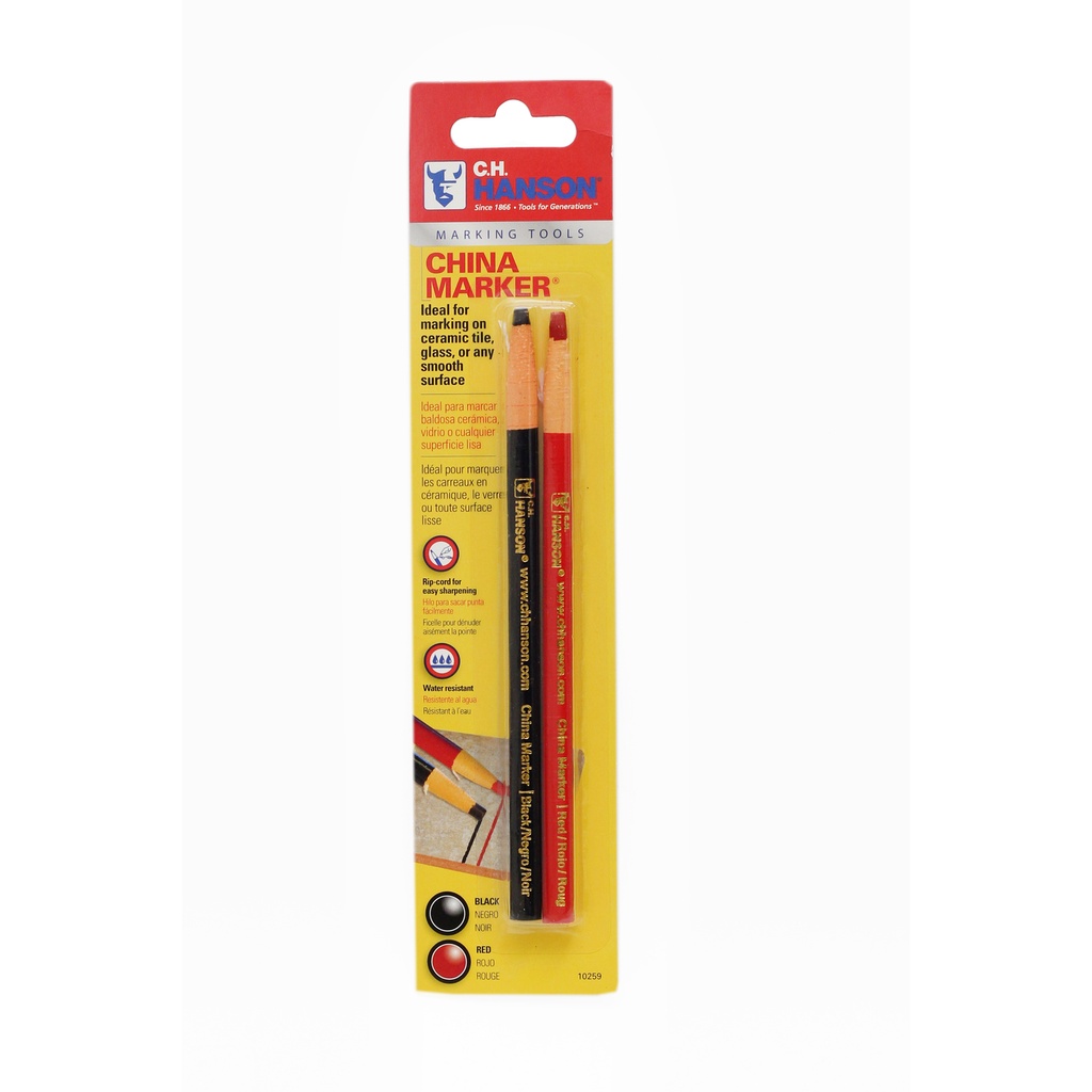 C.H. Hanson 6-3/4 in. L China Marker Set Black/Red 2 Pc