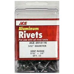 5/32 in. Dia. X 1/4 in. Aluminum Rivets Silver 2014116A (50 per Pack)