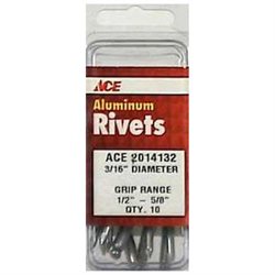 3/16 in. Dia. X 5/8 in. Aluminum Rivets Silver 2014132 (10 per Pack)