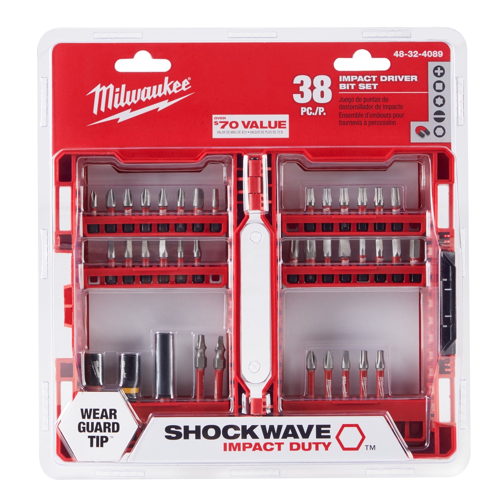 Milwaukee Assorted Impact Driver Bit Set Alloy Steel 38 Pc