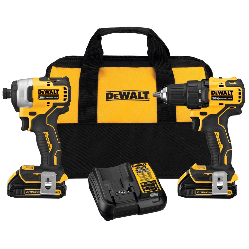 DeWalt 20V MAX Atomic Cordless Brushless 2 Tool Compact Drill and Impact Driver Kit