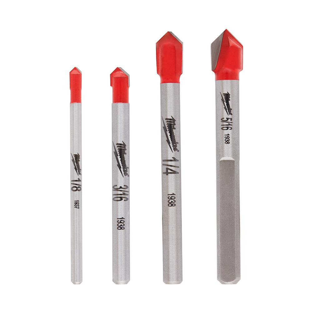 Milwaukee 5.25 in. L Carbide Tipped Glass and Tile Bit Set 3-Flat Shank 4 Pk