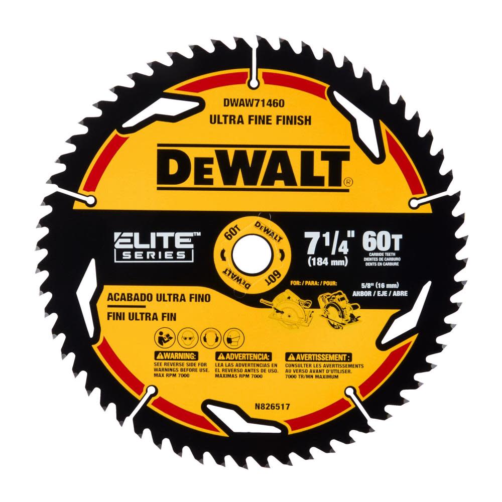 DeWalt Elite Series 7-1/4 in. D X 5/8 in. Tungsten Carbide Tipped Circular Saw Blade 60 Teeth 1 Pk