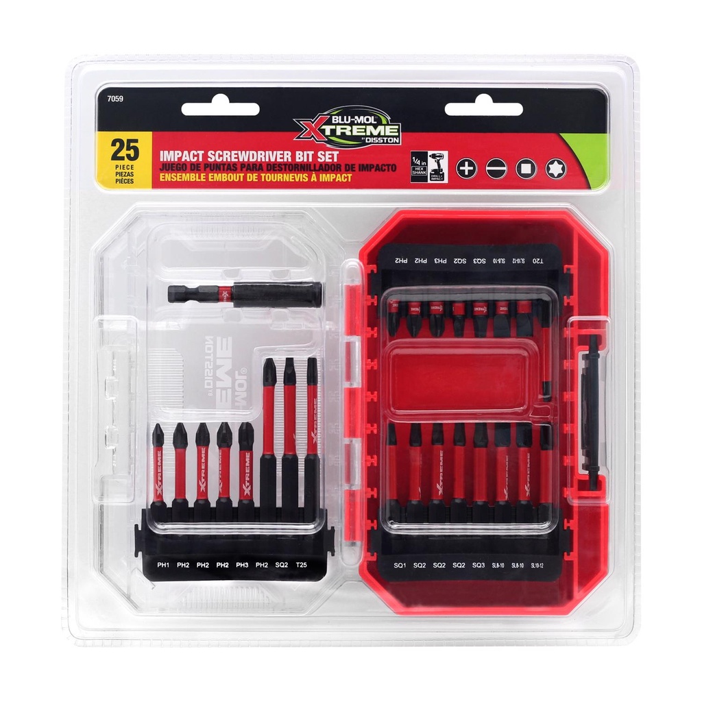 [2033623] Blu-Mol Xtreme Assorted Impact Driver Bit Set S2 Tool Steel 25 Pc