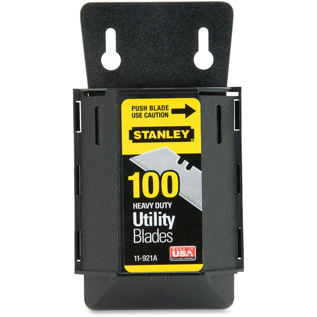 [20536] Stanley High Carbon Steel Heavy Duty Blade Dispenser with Blades 2.4 in. L 100 Pc