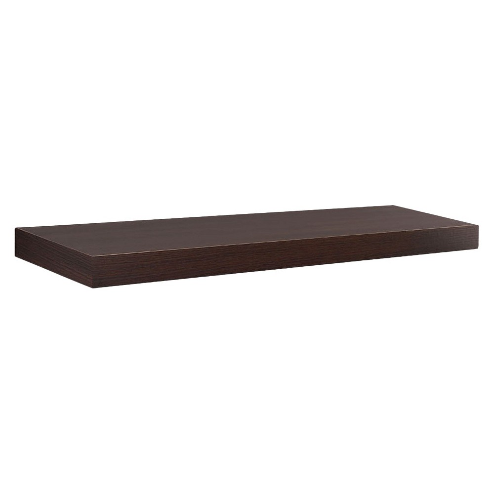 BIG BOY 35.4 in. X 9.8 in. X 2 in. Mocca MDF Floating Decorative Wall Shelf with Brackets