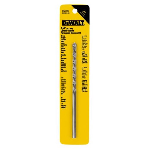 DeWalt 1/4 in. X 6 in. L Carbide Tipped Percussion Drill Bit 3-Flat Shank 1 Pc
