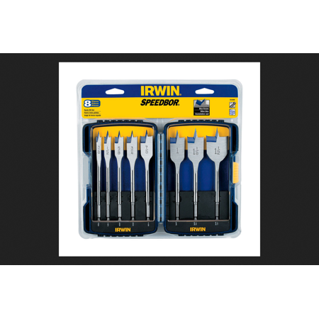 Irwin Speedbor Carbon Steel Spade Bit Set Quick-Change Hex Shank 8 Pc