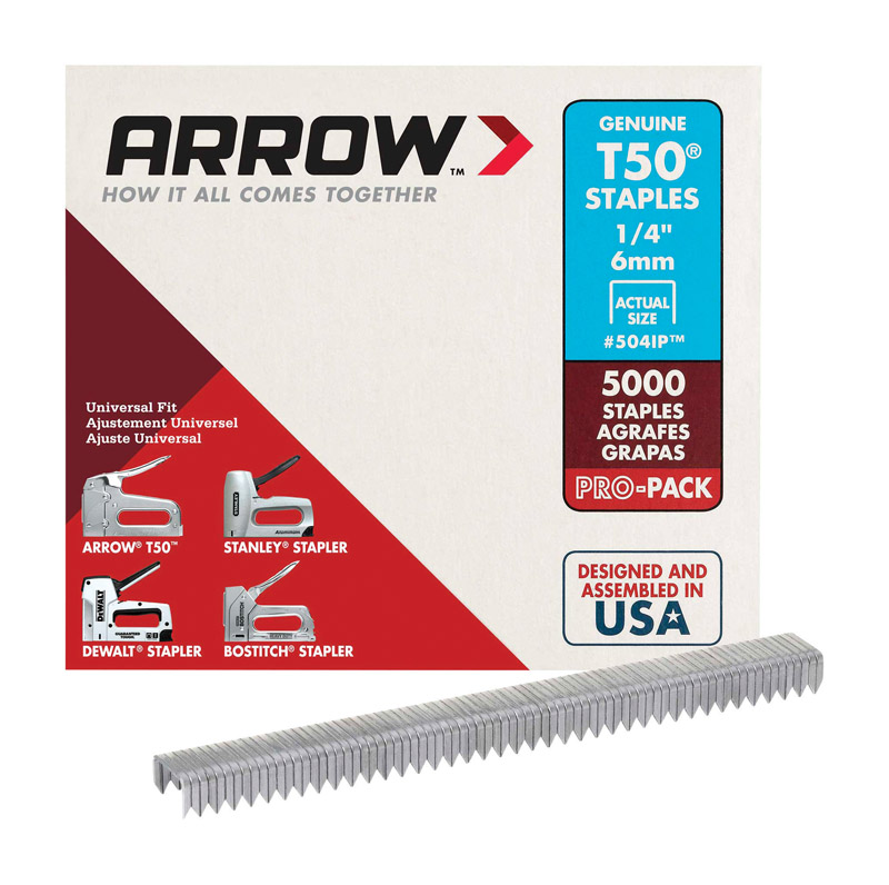 Arrow T50 3/8 in. W X 1/4 in. L 18 Ga. Flat Crown Heavy Duty Staples 5000 Pk