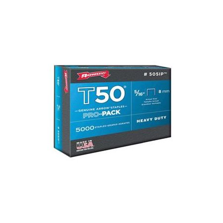 Arrow T50 3/8 in. W X 5/16 in. L 18 Ga. Flat Crown Heavy Duty Staples 5000 Pk