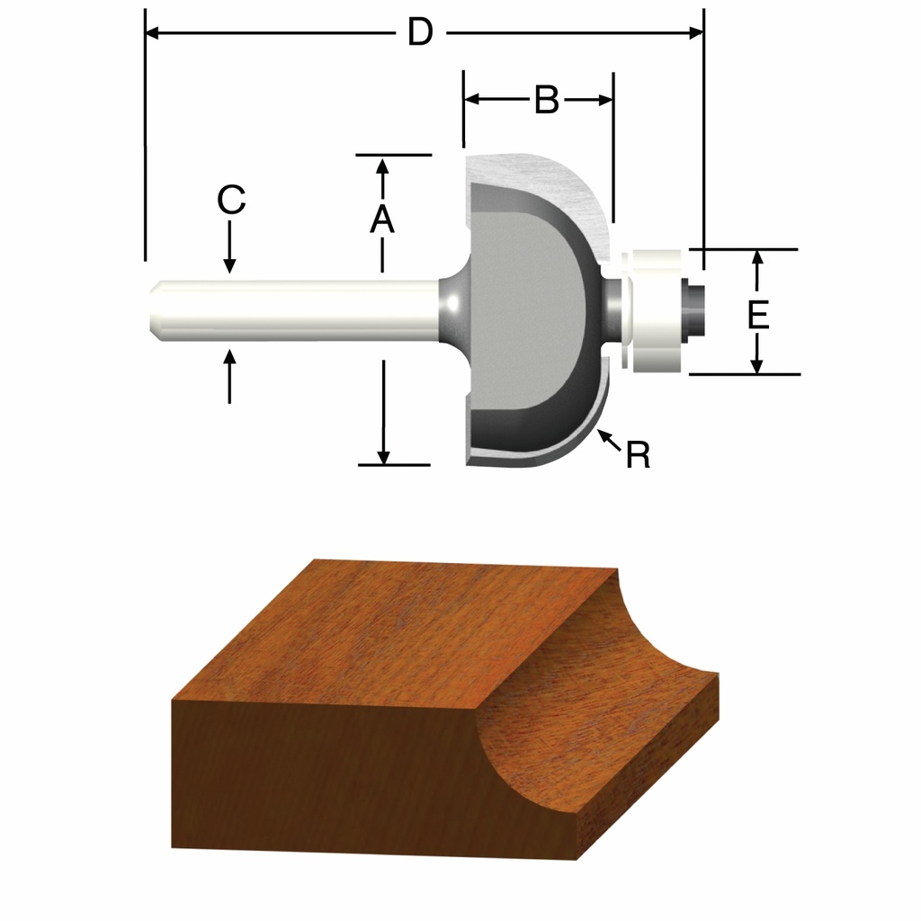 Vermont American 1-1/4 in. D X 3/8 in. X 2-3/16 in. L Carbide Tipped Cove Router Bit