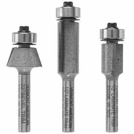 Vermont American 1/4 in. D X Multi Size in. X 4 in. L Laminate Trim Router Bit Set 3 Pc