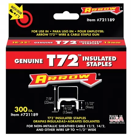 Arrow T72 19/32 in. W X 7/8 in. L 15 Ga. Wide Crown Insulated Staples 300 Pk
