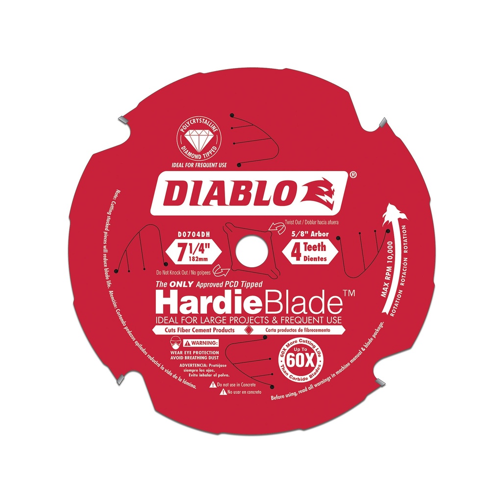Diablo HardieBlade 7-1/4 in. D X 5/8 in. PCD Fiber Cement Blade 4 Teeth 1 Pk
