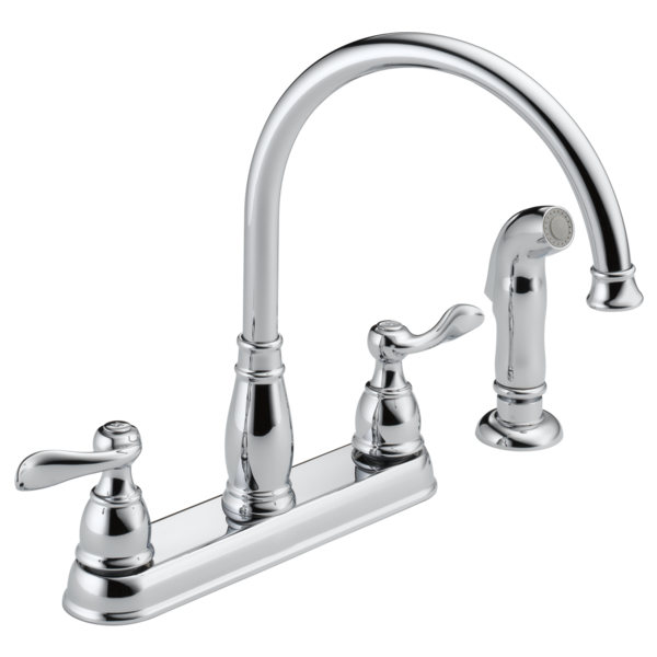 Delta Windemere Two Handle Chrome Kitchen Faucet Side Sprayer Included