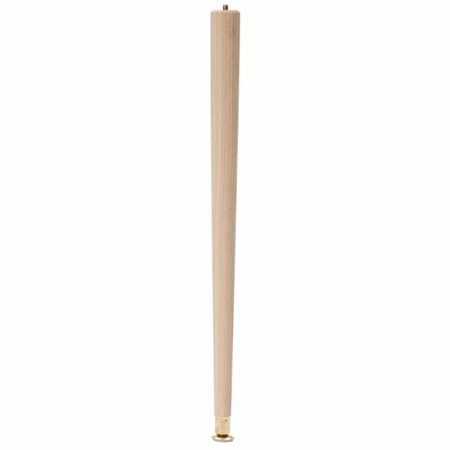 22 in. Round Taper Table Leg with Hanger Bolt - 1.5 in. Dia. Tapers to 0.875 in. - Unfinished Hardwood - Self Leveling
