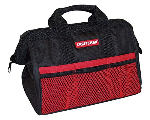 Craftsman 13 in. W X 9.75 in. H Wide Mouth Tool Bag 6 Pocket Black/Red