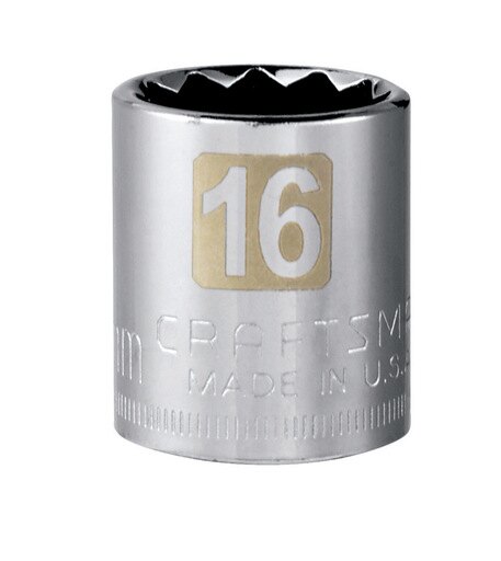 Craftsman 16 Mm X 3/8 in. Drive Metric 12 Point Standard Socket 1 Pc
