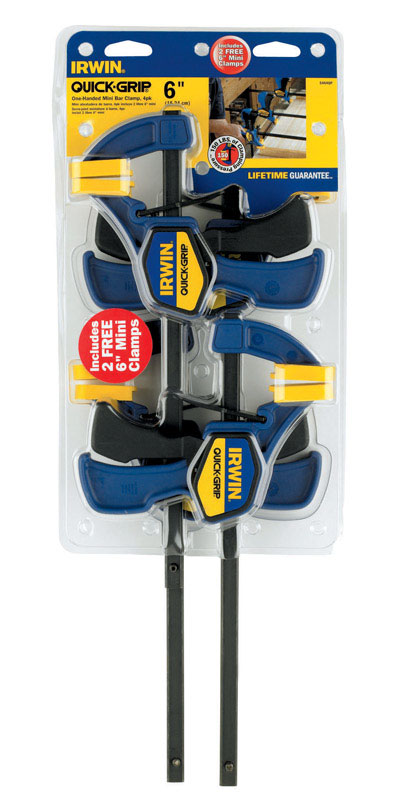 [2302016] Irwin Quick-Grip 6 in. X 2-7/16 in. D Mini Bar Clamp 140 Lb 4 Pk