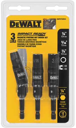 DeWalt Impact Ready Multi Size in. X 2-9/16 in. L Black Oxide Nut Driver Set 3 Pc