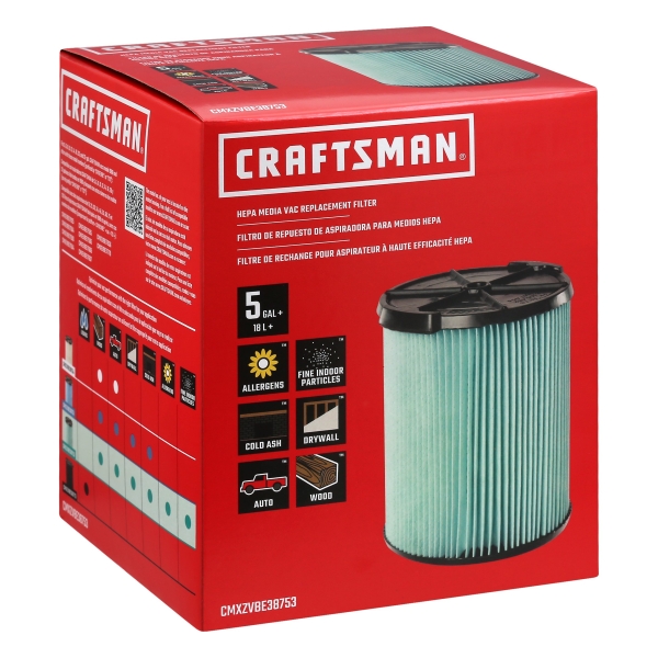 Craftsman 6.75 in. D HEPA Media Wet/Dry Vac Cartridge Filter 5-20 Gal 1 Pc