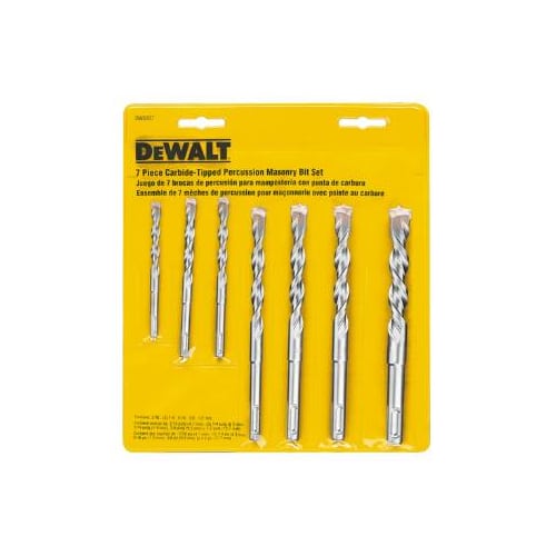 DeWalt Rapid Load Carbide Masonry Drill Bit Set 3-Flat Shank 7 Pc
